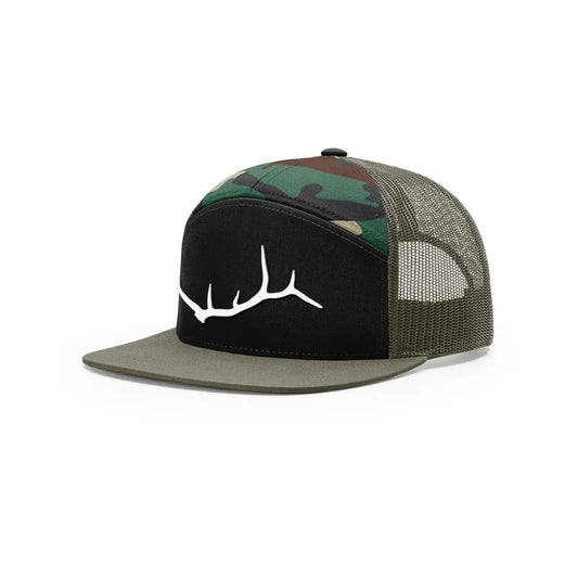 Premium cap with elk antler in camo for hunters and outdoorsmen
