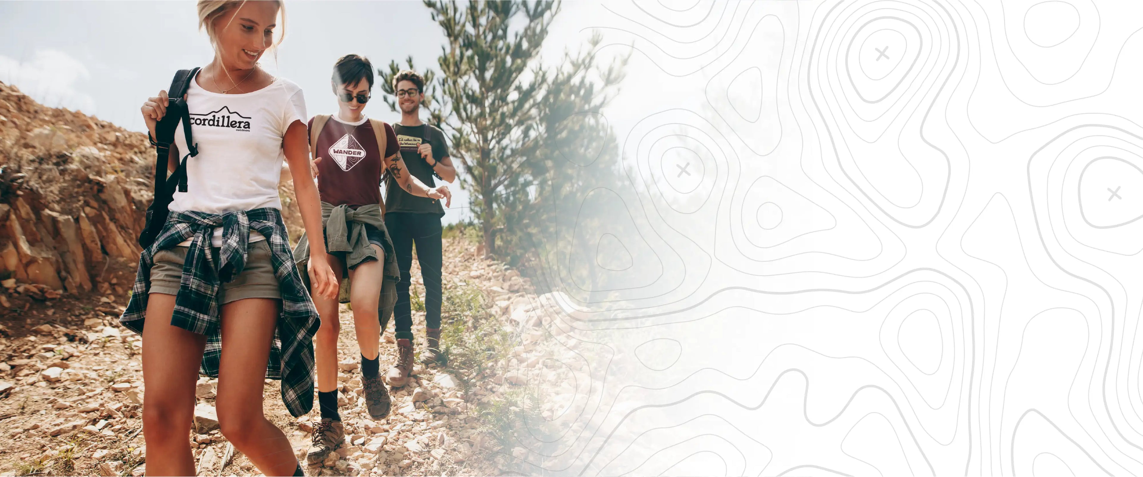 Group of young hikers enjoying adventure in their Cordillera Outdoors apparel