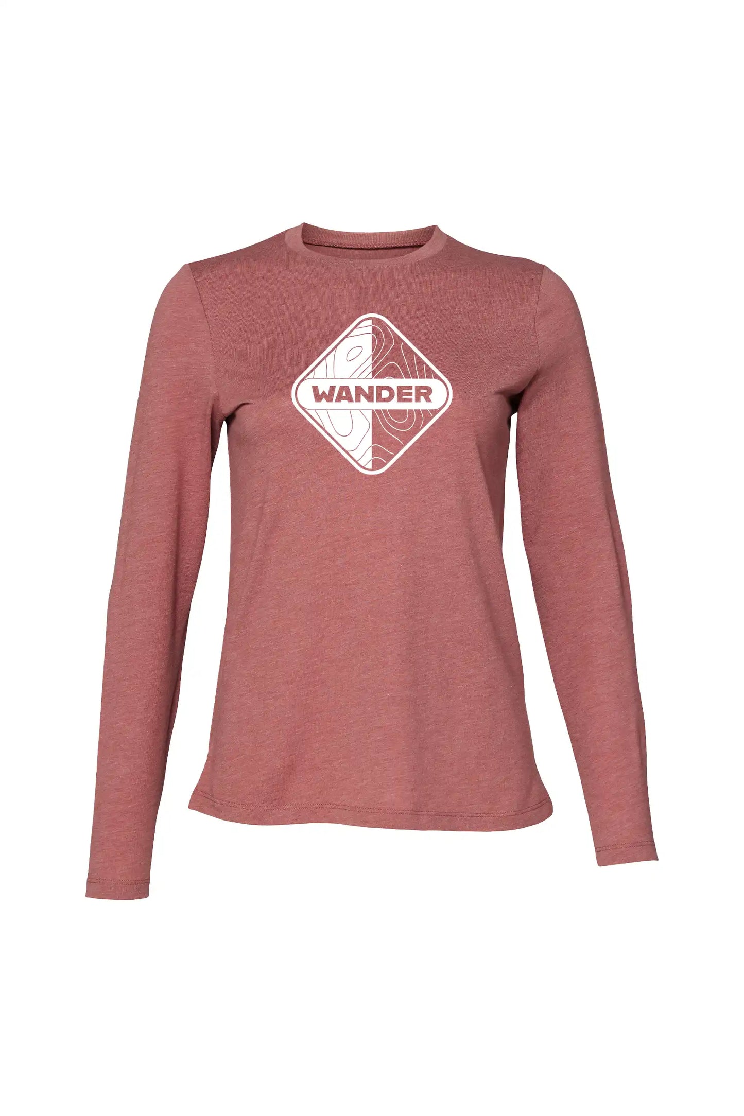 wander womens longsleeve premium tee topo map adventure outdoor design