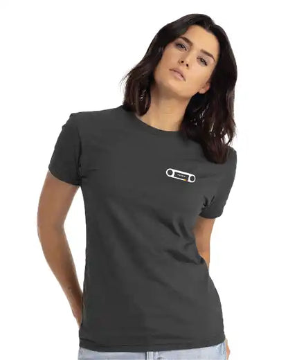 woman wearing icon land cruiser tee shirt fj40 grill